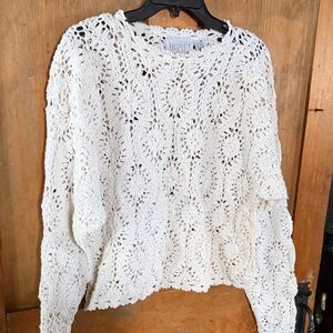 Passports of Pier 1 Imports Elegant White Hand Crochet Sweater